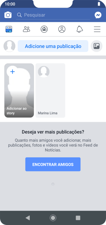 Pressione Adicione uma publicação. Pressione Adicione uma publicação.