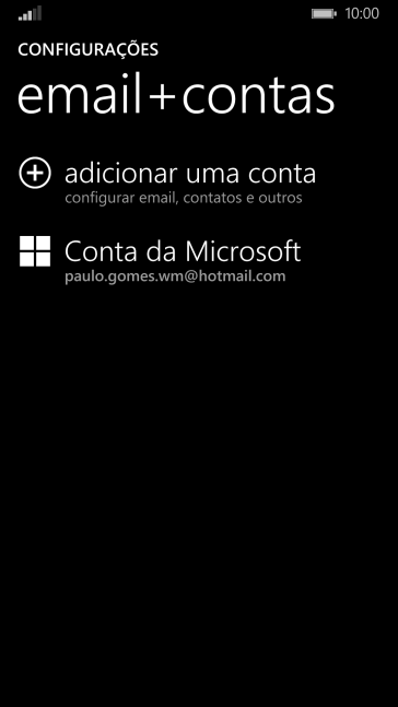 Pressione adicionar uma conta. Pressione adicionar uma conta.