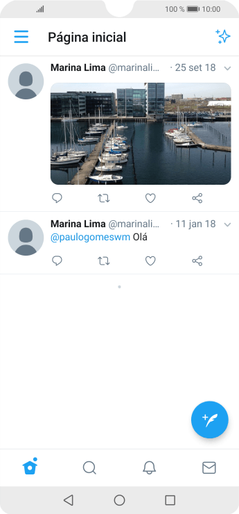 Pressione o ícone de novo tweet. Pressione o ícone de novo tweet.