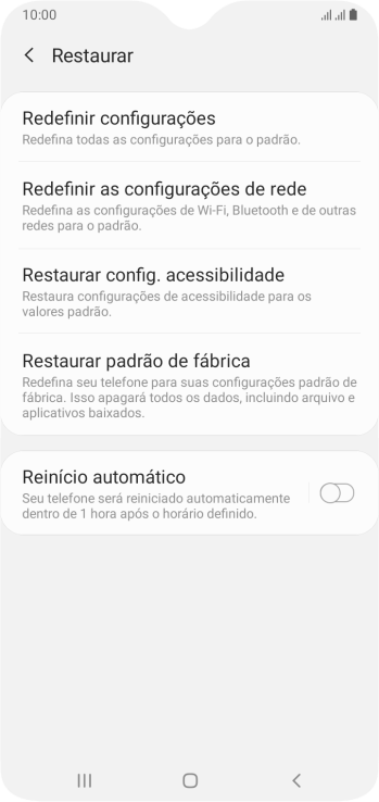 Pressione Restaurar padrão de fábrica. Pressione Restaurar padrão de fábrica.
