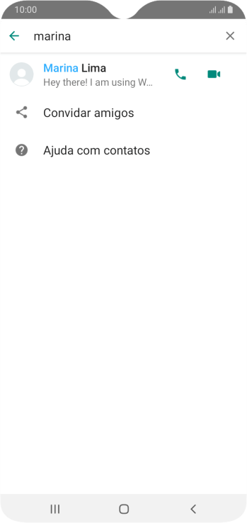 Pressione o ícone de chamada de voz para realizar uma chamada de voz para o contato. Pressione o ícone de chamada de voz para realizar uma chamada de voz para o contato.
