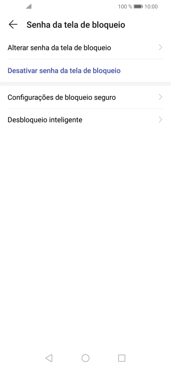 Pressione Desativar senha da tela de bloqueio. Pressione Desativar senha da tela de bloqueio.