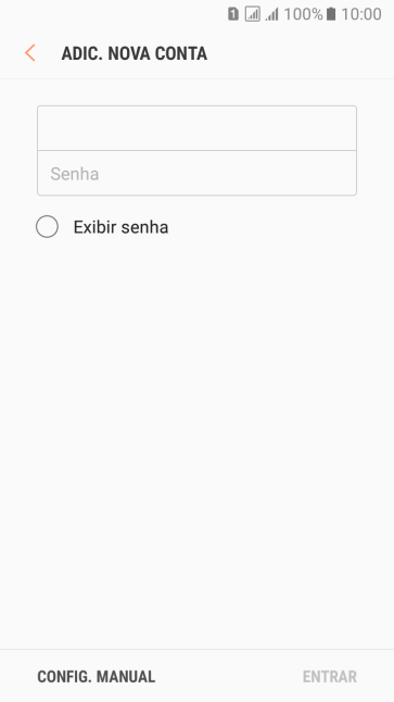 Pressione Senha e digite a senha da sua conta e-mail. Pressione Senha e digite a senha da sua conta e-mail.