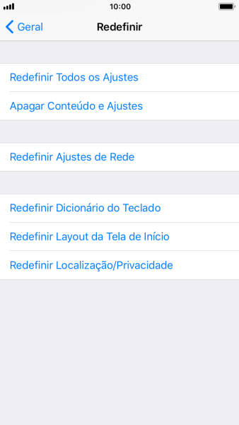 Pressione Redefinir Todos os Ajustes. Pressione Redefinir Todos os Ajustes.