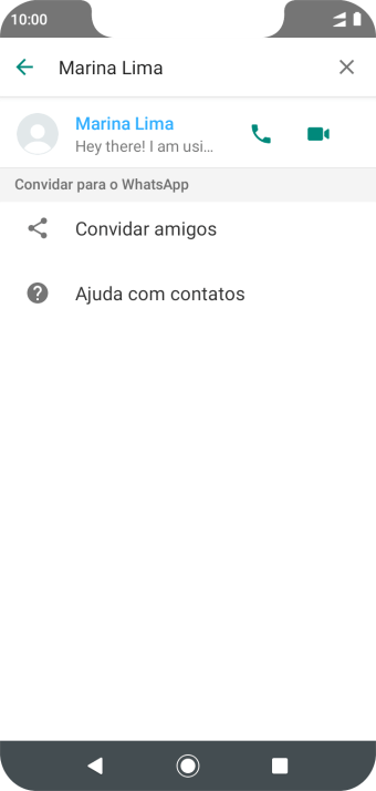 Pressione o ícone de chamada de voz para realizar uma chamada de voz para o contato. Pressione o ícone de chamada de voz para realizar uma chamada de voz para o contato.