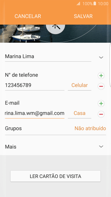 Pressione o campo ao lado do endereço de e-mail. Pressione o campo ao lado do endereço de e-mail.