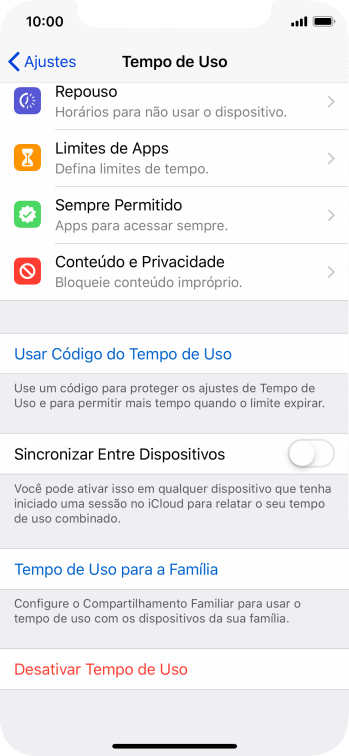 Pressione Tempo de Uso para a Família e siga as indicações da tela para selecionar as configurações de tempo de uso para a família. Pressione Tempo de Uso para a Família e siga as indicações da tela para selecionar as configurações de tempo de uso para a família.