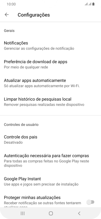 Pressione Atualizar apps automaticamente. Pressione Atualizar apps automaticamente.