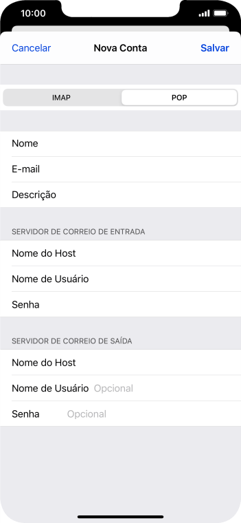 Pressione Nome de Usuário, e digite o nome de usuário da sua conta e-mail. Pressione Nome de Usuário, e digite o nome de usuário da sua conta e-mail.