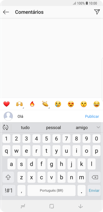 Escreva o texto desejado, e pressione o ícone de enviar. Escreva o texto desejado, e pressione o ícone de enviar.