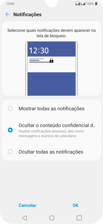 Pressione a configuração desejada. Pressione a configuração desejada.