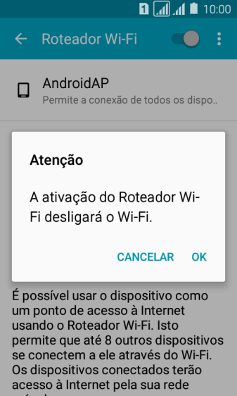 Se o Wi-Fi estiver ativado você deve pressionar OK. Se o Wi-Fi estiver ativado você deve pressionar OK.