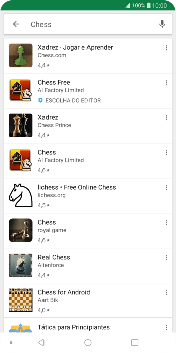 Pressione o app desejado. Pressione o app desejado.