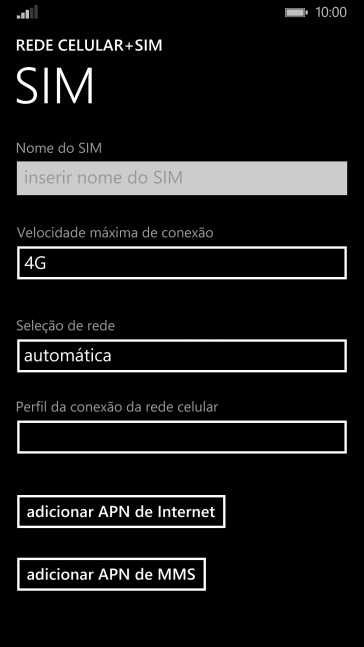 Pressione adicionar APN de MMS. Pressione adicionar APN de MMS.