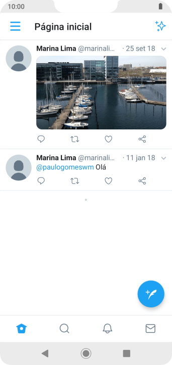 Pressione o ícone de novo tweet. Pressione o ícone de novo tweet.