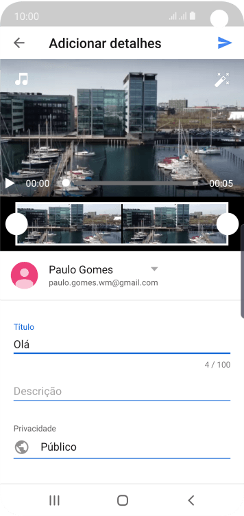 Escreva o texto desejado, e pressione o ícone de upload. Escreva o texto desejado, e pressione o ícone de upload.
