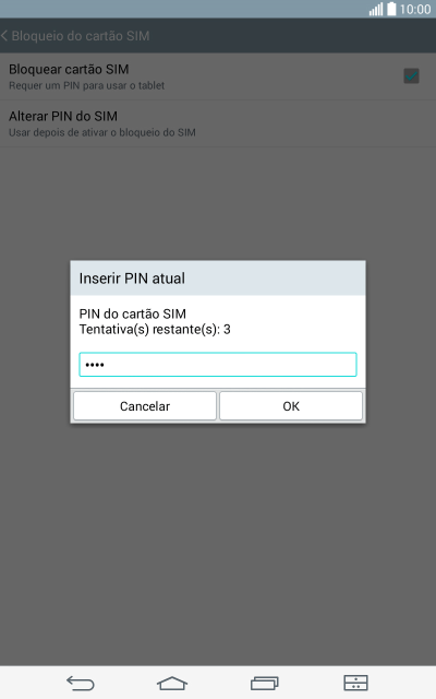 Insira o código PIN e pressione OK. O código PIN padrão é 1010. Insira o código PIN e pressione OK. O código PIN padrão é 1010.