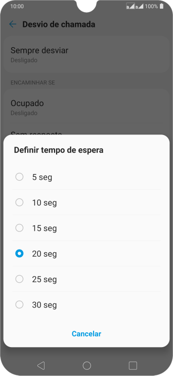 Se você encaminhar chamadas perdidas, você deve selecionar o intervalo do encaminhamento: Pressione o intervalo desejado para selecionar o intervalo do encaminhamento. Se você encaminhar chamadas perdidas, você deve selecionar o intervalo do encaminhamento: Pressione o intervalo desejado para selecionar o intervalo do encaminhamento.