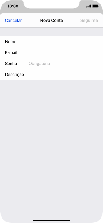 Pressione Senha e digite a senha da sua conta e-mail. Pressione Senha e digite a senha da sua conta e-mail.