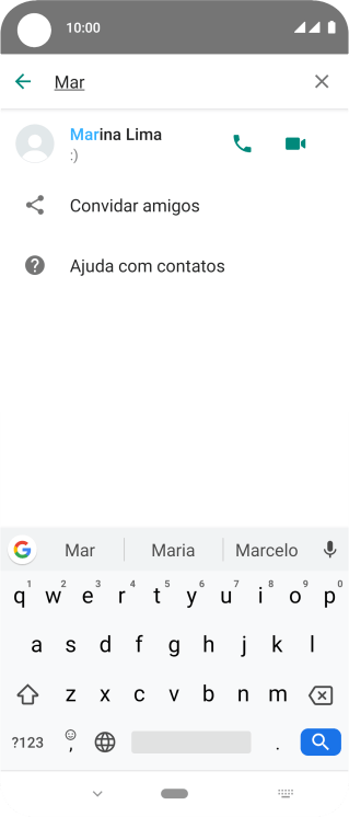 Pressione o ícone de chamada de voz para realizar uma chamada de voz para o contato. Pressione o ícone de chamada de voz para realizar uma chamada de voz para o contato.