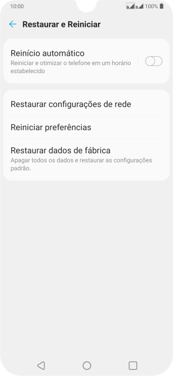 Pressione Restaurar dados de fábrica. Pressione Restaurar dados de fábrica.