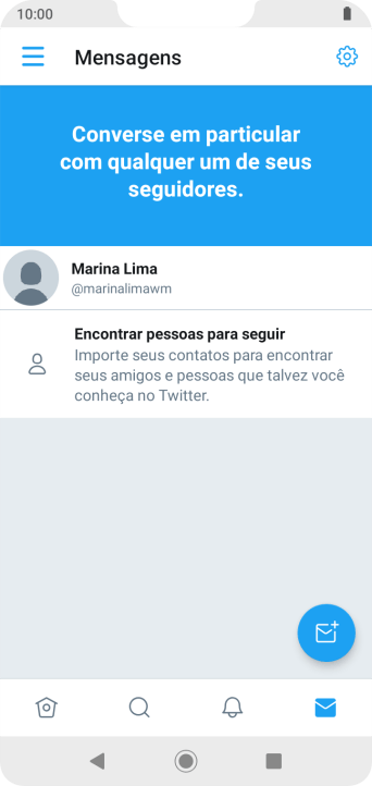 Pressione o ícone de nova mensagem. Pressione o ícone de nova mensagem.