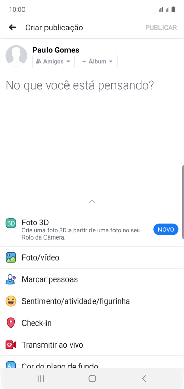 Pressione o campo de escrever, e digite a atualização desejada. Pressione o campo de escrever, e digite a atualização desejada.