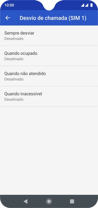 Pressione o tipo de encaminhamento desejado. Pressione o tipo de encaminhamento desejado.