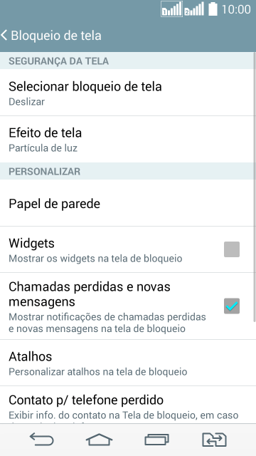 Pressione Selecionar bloqueio de tela. Pressione Selecionar bloqueio de tela.