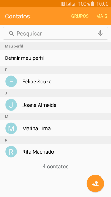 Pressione o ícone de novo contato. Pressione o ícone de novo contato.