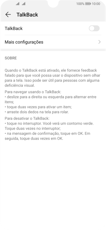 Pressione o indicador para ativar a função. Pressione o indicador para ativar a função.