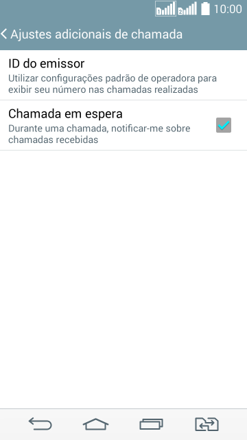 Pressione Chamada em espera para ativar ou desativar a função. Pressione Chamada em espera para ativar ou desativar a função.