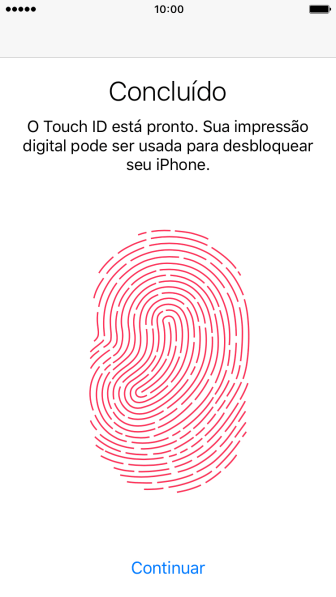 Pressione Continuar. Se você selecionou um código de bloqueio anteriormente, deve inserir um código opcional duas vezes seguidas. Pressione Continuar. Se você selecionou um código de bloqueio anteriormente, deve inserir um código opcional duas vezes seguidas.