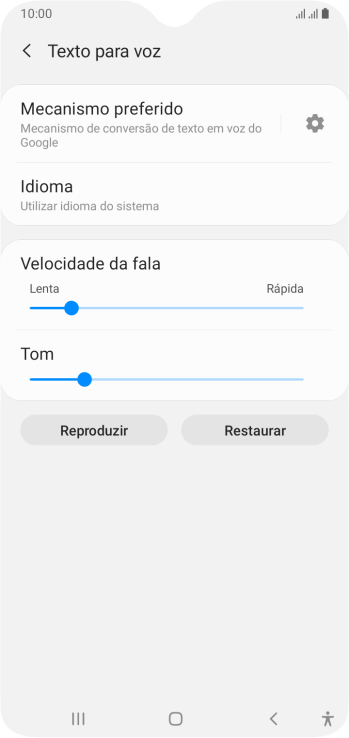Pressione o ícone de configurações, e siga as instruções da tela para selecionar as configurações desejadas. Pressione o ícone de configurações, e siga as instruções da tela para selecionar as configurações desejadas.