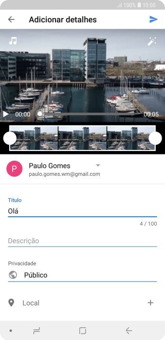 Escreva o texto desejado, e pressione o ícone de upload. Escreva o texto desejado, e pressione o ícone de upload.
