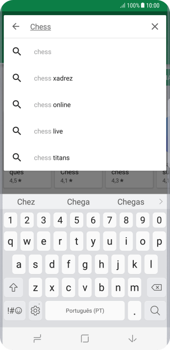 Insira o nome ou assunto do app desejado, e pressione o ícone de busca. Insira o nome ou assunto do app desejado, e pressione o ícone de busca.