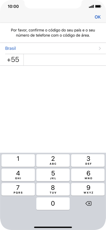 Pressione OK, e siga as instruções da tela para confirmar o número do celular. Pressione OK, e siga as instruções da tela para confirmar o número do celular.