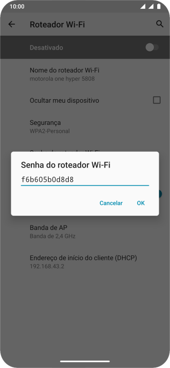 Digite a senha desejada e pressione OK. Digite a senha desejada e pressione OK.
