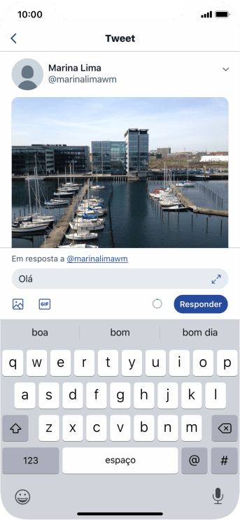 Escreva a resposta desejada, e pressione Responder. Escreva a resposta desejada, e pressione Responder.