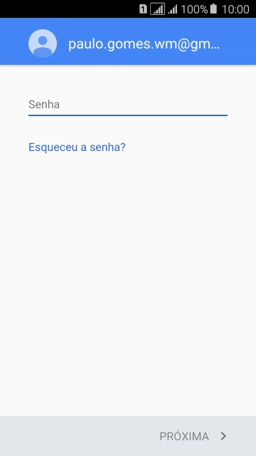 Pressione Senha, e digite a senha da sua conta Google. Pressione Senha, e digite a senha da sua conta Google.