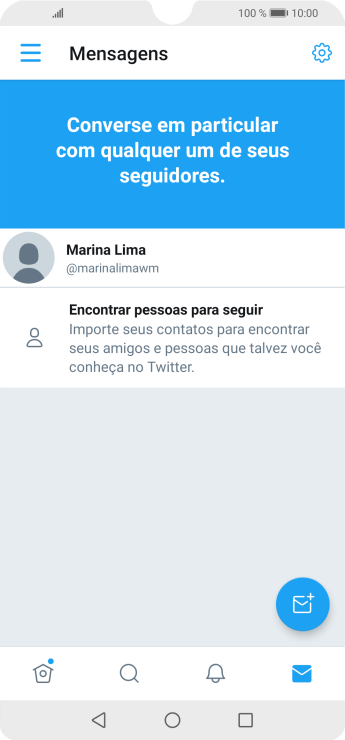 Pressione o ícone de nova mensagem. Pressione o ícone de nova mensagem.