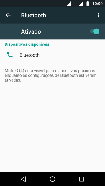 Pressione o dispositivo Bluetooth desejado, e siga as instruções da tela para conectar o dispositivo ao seu celular. Pressione o dispositivo Bluetooth desejado, e siga as instruções da tela para conectar o dispositivo ao seu celular.