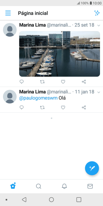 Pressione o ícone de novo tweet. Pressione o ícone de novo tweet.