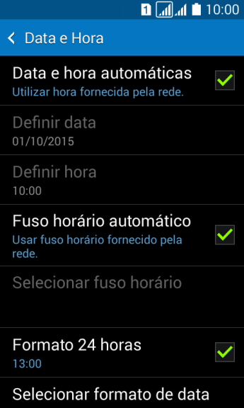 Pressione Data e hora automáticas para ativar a função. Pressione Data e hora automáticas para ativar a função.