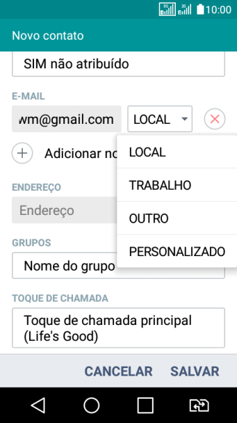 Pressione o tipo de e-mail desejado. Pressione o tipo de e-mail desejado.