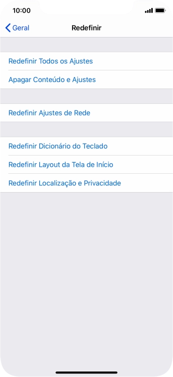 Pressione Redefinir Todos os Ajustes. Pressione Redefinir Todos os Ajustes.