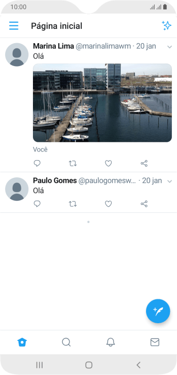 Pressione o ícone de novo tweet. Pressione o ícone de novo tweet.