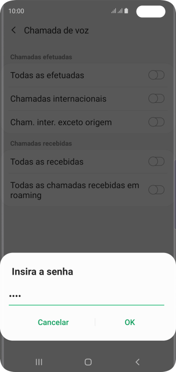 Digite sua senha de bloqueio, e pressione OK. Digite sua senha de bloqueio, e pressione OK.