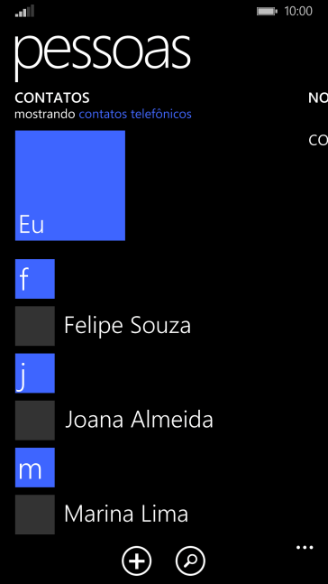 Pressione o ícone de novo contato Pressione o ícone de novo contato