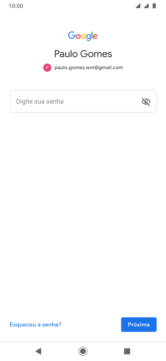 Pressione Digite sua senha, e digite a senha da sua conta Google. Pressione Digite sua senha, e digite a senha da sua conta Google.